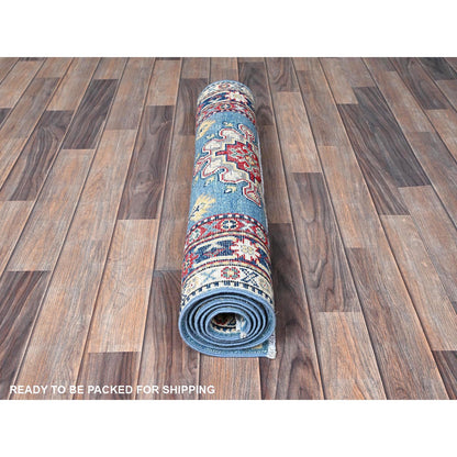 Kazak Wool Hand Knotted Rug Blue 2.8x6.8 -O0469