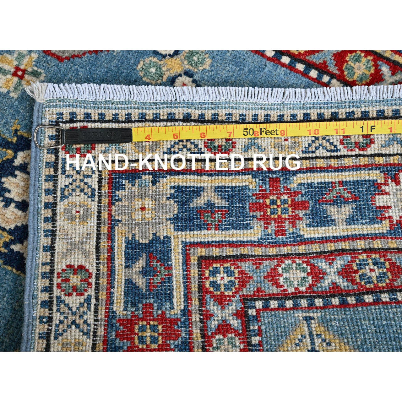 Blue 2'8" x 6'8" Kazak Hand knotted Wool Rug - Sku: O0469