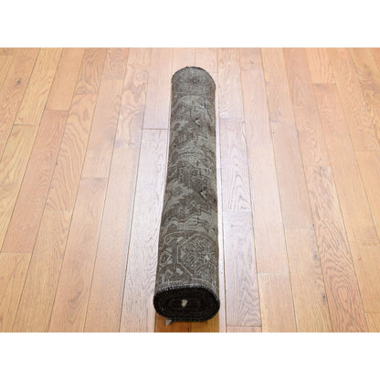 Traditional Wool Hand Knotted Rug Brown 2.10X9.2  -O047009