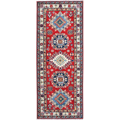 Kazak Wool Hand Knotted Rug Red 2.7x6.8 -O0470