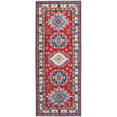 Kazak Wool Hand Knotted Rug Red 2.7x6.8 -O0470