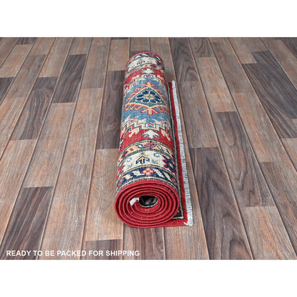 Kazak Wool Hand Knotted Rug Red 2.7x6.8 -O0470