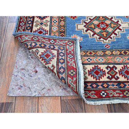 Kazak Wool Hand Knotted Rug Blue 3.4x19.6 -O0471