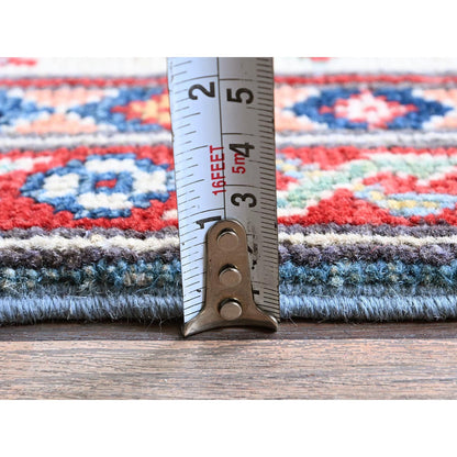 Kazak Wool Hand Knotted Rug Blue 3.4x19.6 -O0471