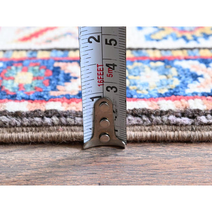 Kazak Wool Hand Knotted Rug Grey 2.9x12.6 -O0472