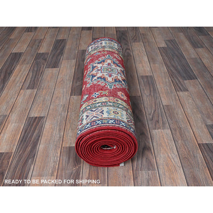 Kazak Wool Hand Knotted Rug Red 2.9x16.5 -O0473