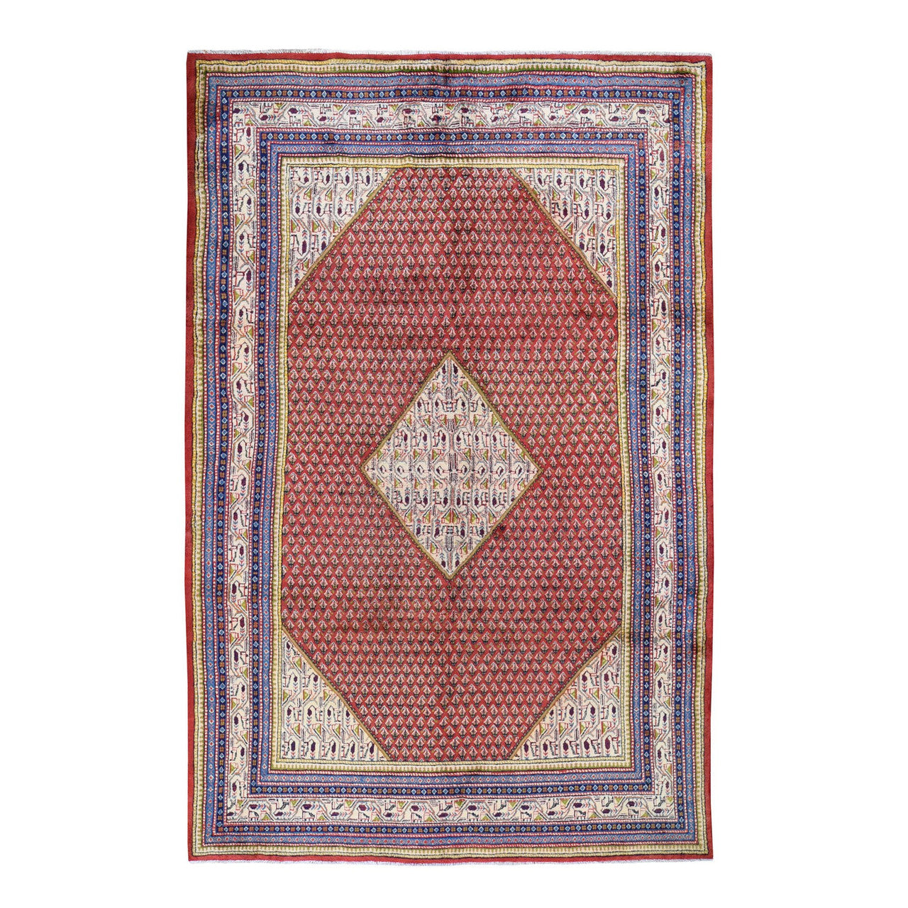 Persian Wool Hand Knotted Rug Red Ivory 6.7X10.2 -O047424