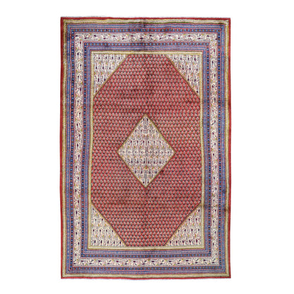 Persian Wool Hand Knotted Rug Red Ivory 6.7X10.2 -O047424