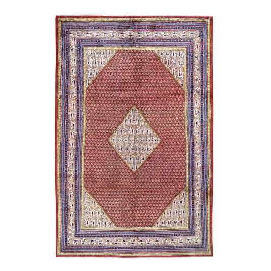 Persian Wool Hand Knotted Rug Red Ivory 6.7X10.2 -O047424