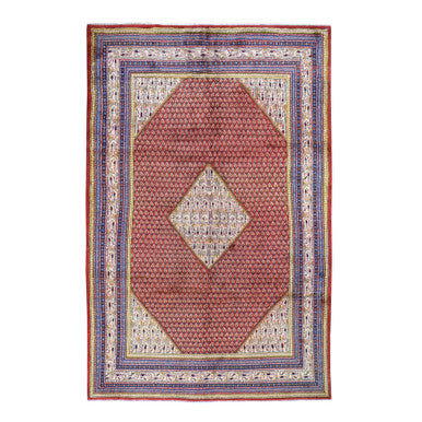 Persian Wool Hand Knotted Rug Red Ivory 6.7X10.2 -O047424