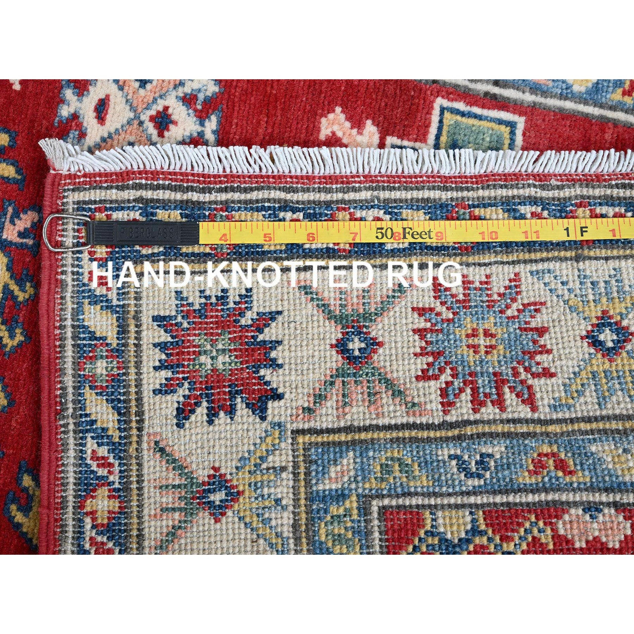 Red 2'7" x 12'7" Kazak Hand knotted Wool Rug - Sku: O0479