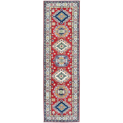 Kazak Wool Hand Knotted Rug Red 2.9x9.6 -O0480