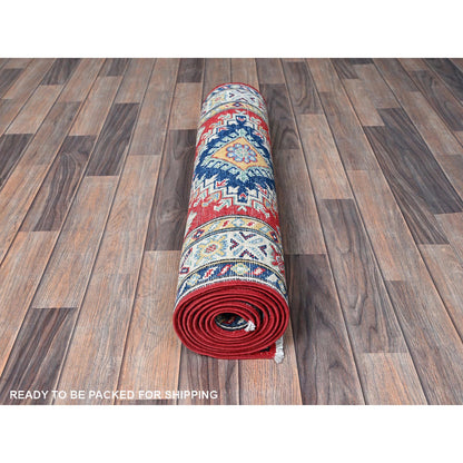 Kazak Wool Hand Knotted Rug Red 2.9x9.6 -O0480