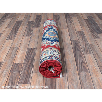 Kazak Wool Hand Knotted Rug Red 2.7x10.0 -O0481