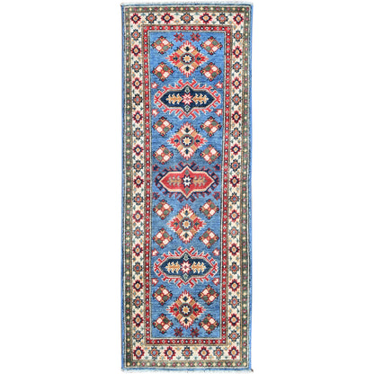 Kazak Wool Hand Knotted Rug Blue 2.0x6.0 -O0483