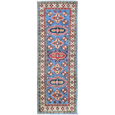 Kazak Wool Hand Knotted Rug Blue 2.0x6.0 -O0483