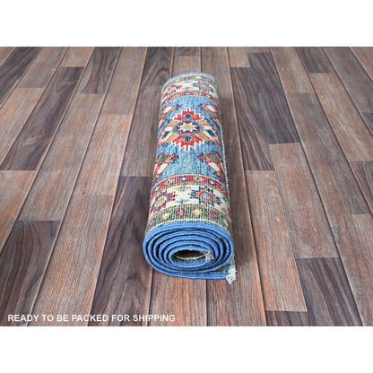 Kazak Wool Hand Knotted Rug Blue 2.0x6.0 -O0483