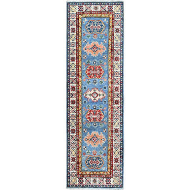 Kazak Wool Hand Knotted Rug Blue 1.11x6.6 -O0484
