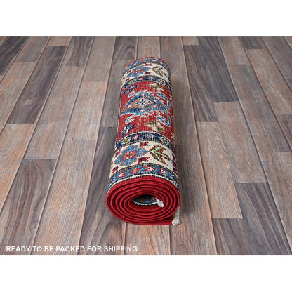 Kazak Wool Hand Knotted Rug Red 1.11x6.2 -O0485