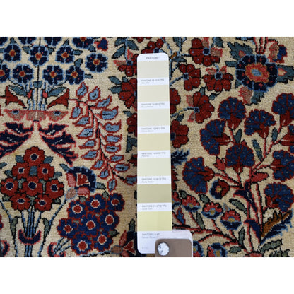 Antique Wool Hand Knotted Rug Beige Red 4.4X6.9 -O048698