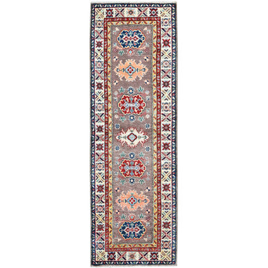 Kazak Wool Hand Knotted Rug Grey 2.0x6.5 -O0486
