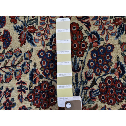 Antique Wool Hand Knotted Rug Beige Red 4.4X6.9 -O048701