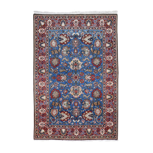 Persian Wool Hand Knotted Rug Blue Red 4.8X7.0 -O048706
