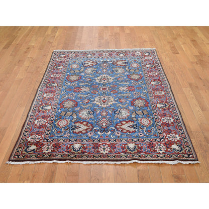 Persian Wool Hand Knotted Rug Blue Red 4.8X7.0 -O048706