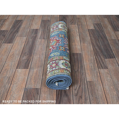 Kazak Wool Hand Knotted Rug Blue 2.3x6.0 -O0488