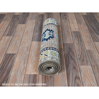 Kazak Wool Hand Knotted Rug Grey 2.1x5.10 -O0489