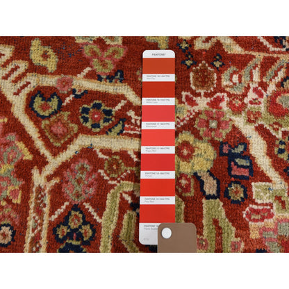 Antique Wool Hand Knotted Rug Red Navy Blue 4.1X6.7 -O049054
