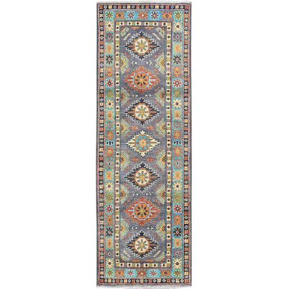 Kazak Wool Hand Knotted Rug Grey 1.10x5.9 -O0491