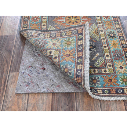 Kazak Wool Hand Knotted Rug Grey 1.10x5.9 -O0491