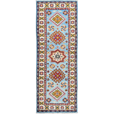 Kazak Wool Hand Knotted Rug Blue 2.1x5.9 -O0492