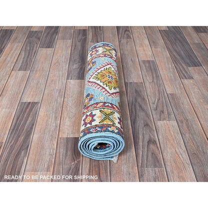 Kazak Wool Hand Knotted Rug Blue 2.1x5.9 -O0492