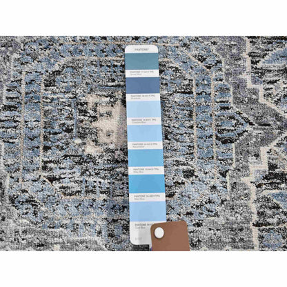 Mamluk Wool & Silk Hand Knotted Rug Blue 2.7x8.1 -O049456