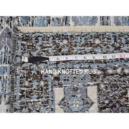 Mamluk Wool & Silk Hand Knotted Rug Blue 2.7x8.1 -O049456