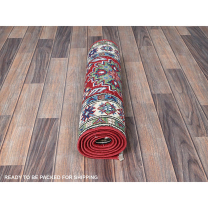 Kazak Wool Hand Knotted Rug Red 2.1x6.0 -O0494