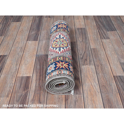 Kazak Wool Hand Knotted Rug Brown 1.11x5.9 -O0497