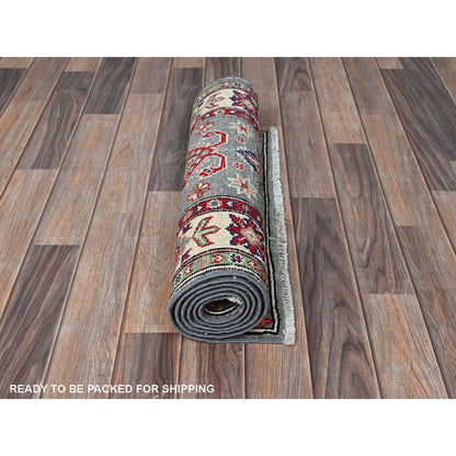 Kazak Wool Hand Knotted Rug Grey 2.2x5.11 -O0498