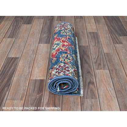 Kazak Wool Hand Knotted Rug Blue 1.11x5.9 -O0499
