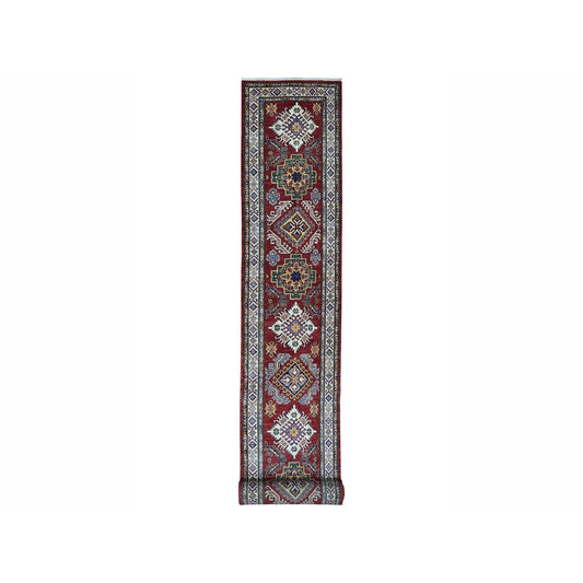 Kazak Wool Hand Knotted Rug Red Ivory 2.10X20.1 -O050065