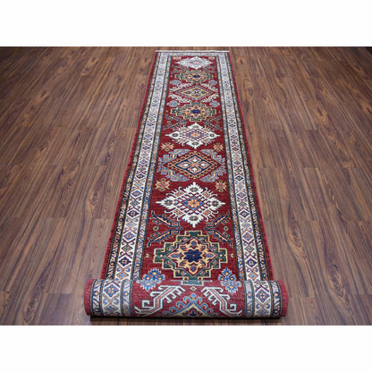 Kazak Wool Hand Knotted Rug Red Ivory 2.10X20.1 -O050065