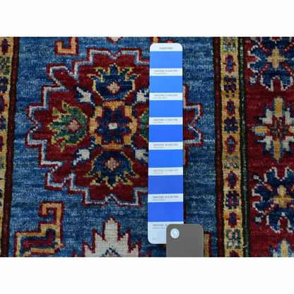 Kazak Wool Hand Knotted Rug Blue Red 2.0X3.0 -O050079