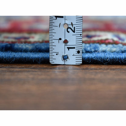 Kazak Wool Hand Knotted Rug Blue Red 2.0X3.0 -O050079