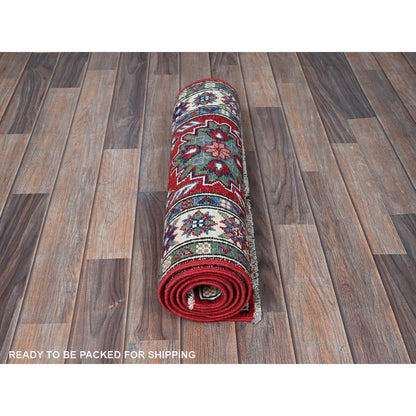 Kazak Wool Hand Knotted Rug Red 2.1x6.0 -O0500