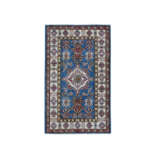Kazak Wool Hand Knotted Rug Blue Ivory 2.10X3.10 -O050100