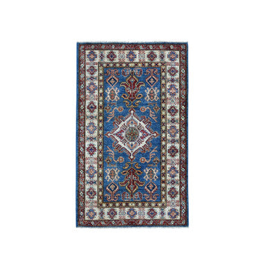 Kazak Wool Hand Knotted Rug Blue Ivory 2.10X3.10 -O050100