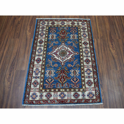 Kazak Wool Hand Knotted Rug Blue Ivory 2.10X3.10 -O050100