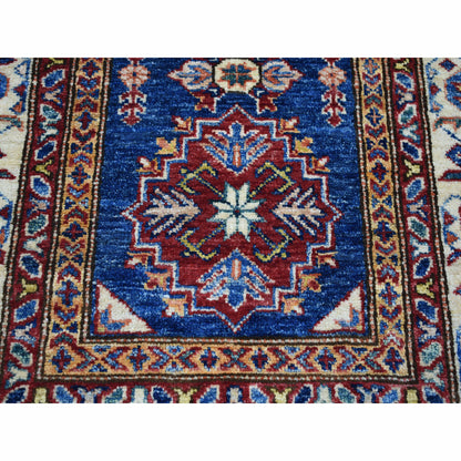 Kazak Wool Hand Knotted Rug Blue Ivory 2.10X4.2 -O050105